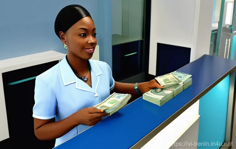 베냉의 화폐와 환전 방법 - **Prompt:** A bustling, vibrant traditional market scene in Cotonou, Benin. Sunlight streams onto co...